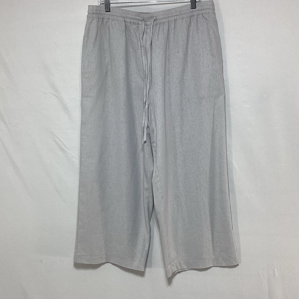 DKNY Pure Large Women's Gray linen blend Cropped Pants